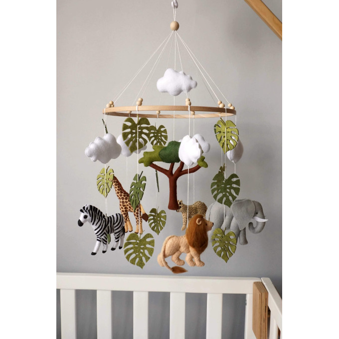 Safari crib mobile, Safari nursery mobile