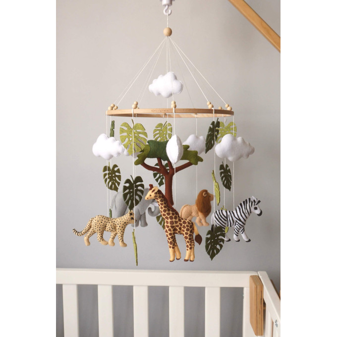 Safari crib mobile, Safari nursery mobile