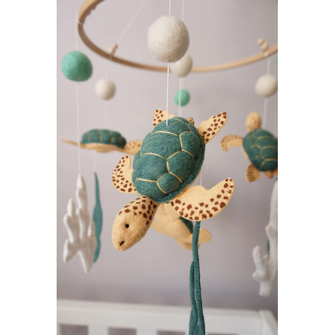 Turtles crib mobile, Ocean themed nursery mobile