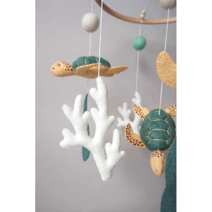 Turtles crib mobile, Ocean themed nursery mobile