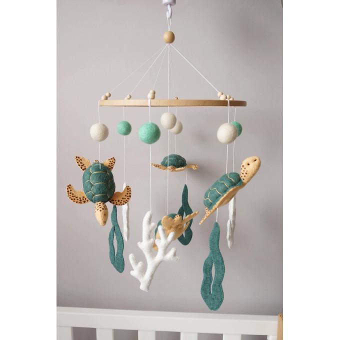 Turtles crib mobile, Ocean themed nursery mobile