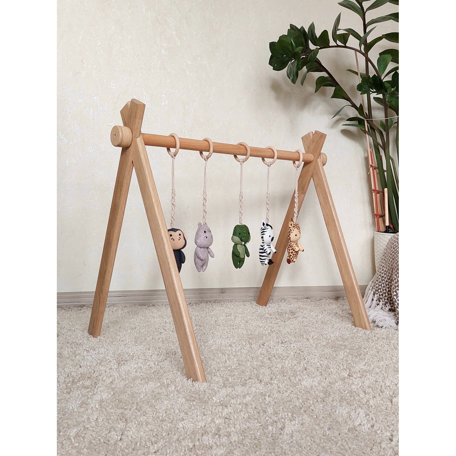 Baby Wooden Play Gym Foldable Gym with Toys Nursery Play Gym Frame – GWD  Kids