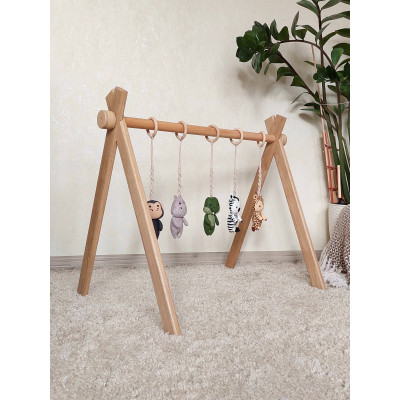 Oak wood baby gym frame, Baby play gym, Baby activity center
