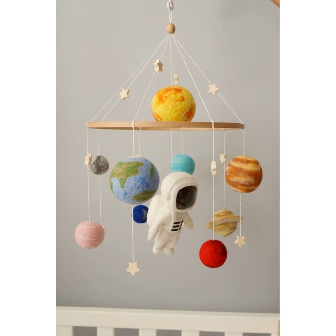 Solar system baby mobile, Space nursery mobile