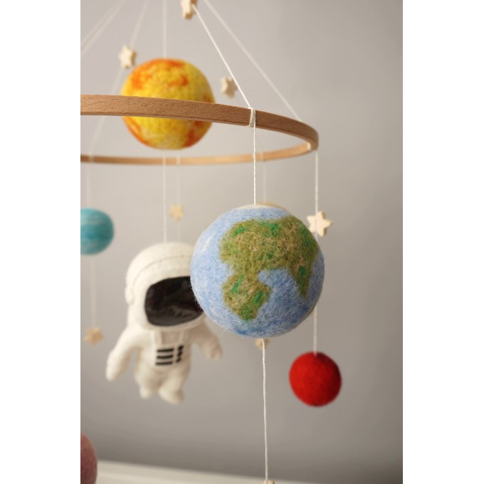 Solar system baby mobile, Space nursery mobile