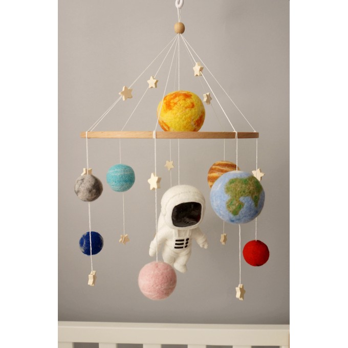 Solar system baby mobile, Space nursery mobile