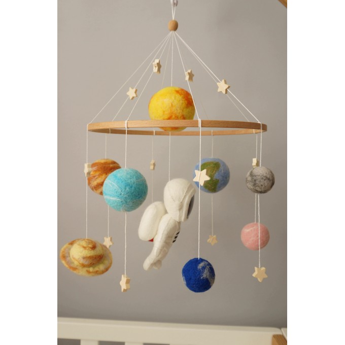 Solar system baby mobile, Space nursery mobile