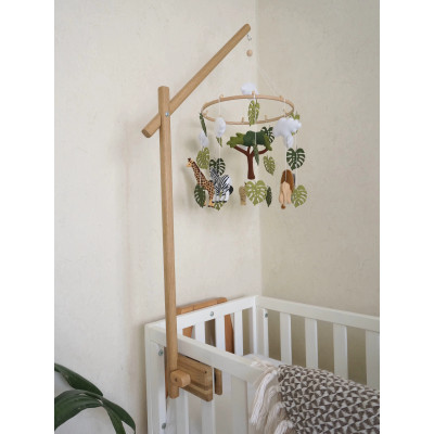 Wooden baby mobile holder, Oak wood crib mobile hanger