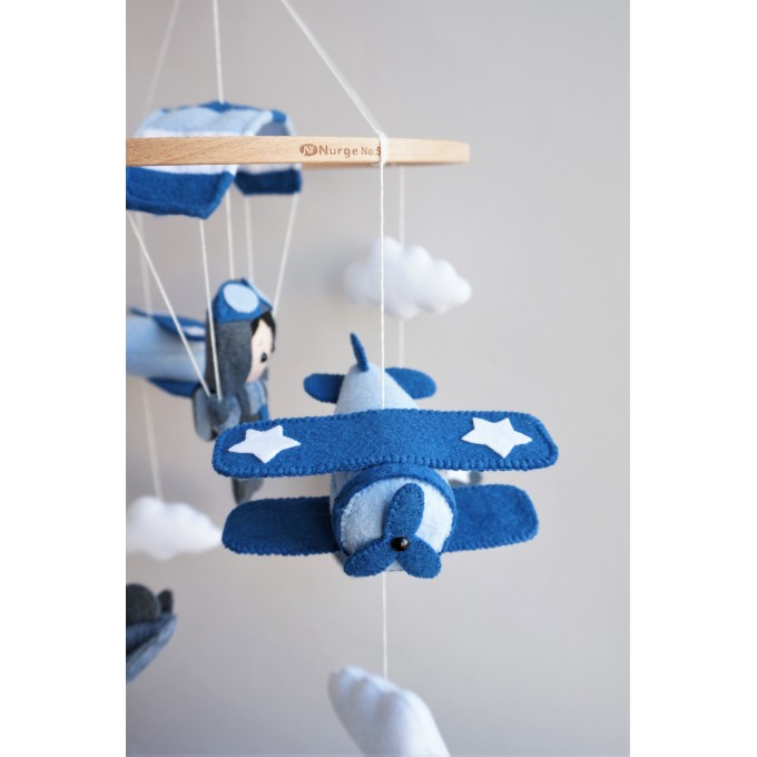 Baby boy mobile, Airplanes nursery mobile