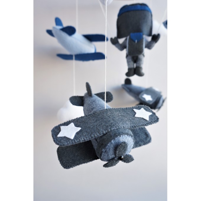 Baby boy mobile, Airplanes nursery mobile