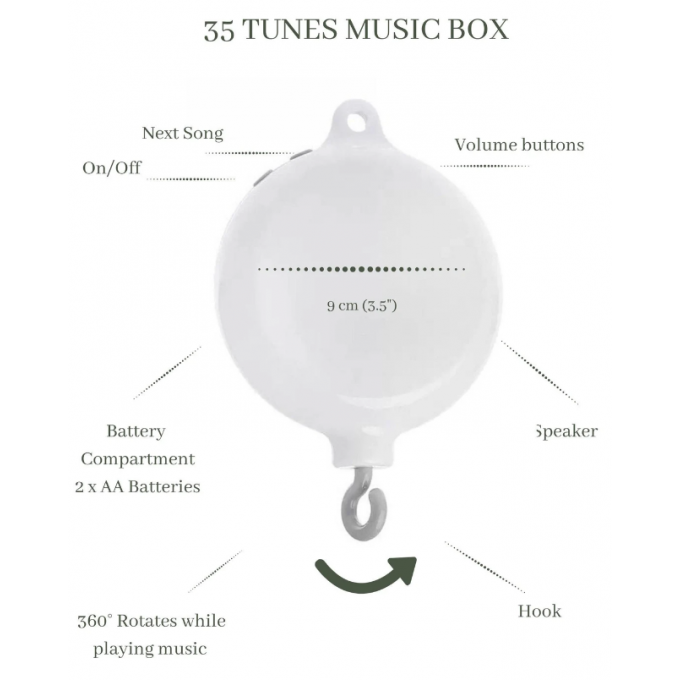 Baby Mobile Music Box, Rotating baby mobile