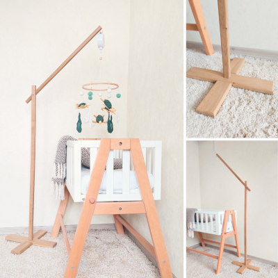 Floor wooden baby mobile holder