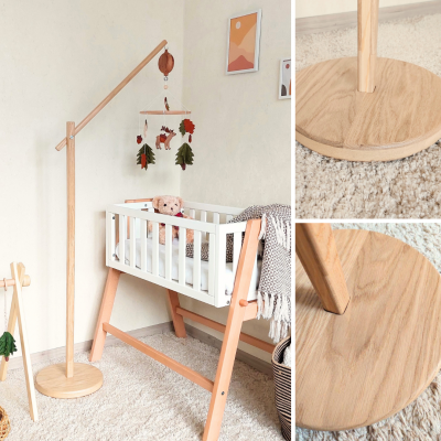 Floor wooden baby mobile holder, wooden nursery mobile bracket