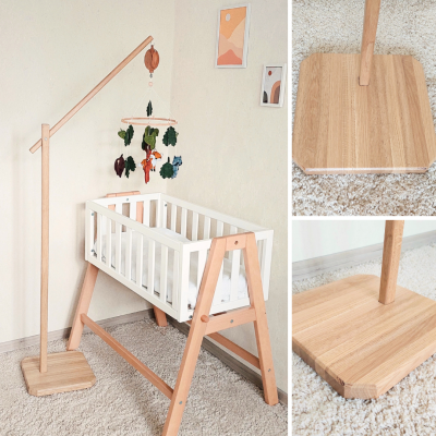 Floor wooden baby mobile holder, wooden nursery mobile bracket