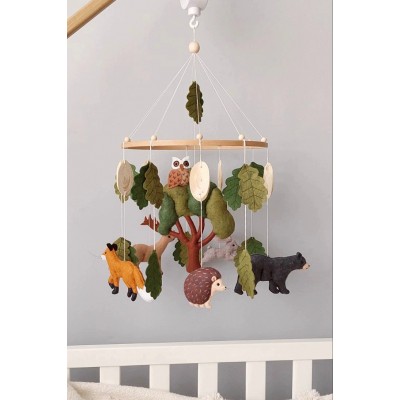 Woodland animals mobile with hedgehog, Baby mobile with forest animals